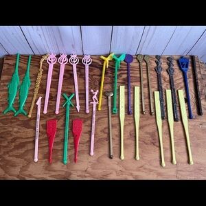 Vintage Swizzle Sticks Drink Stirrers LOT OF 27 PIECES Casinos Bars Resorts